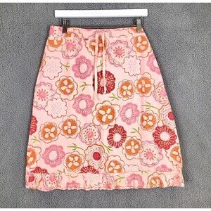 Fresh Produce Skirt Floral A-Line Ruffle Hem Size Large Drawstring Waist